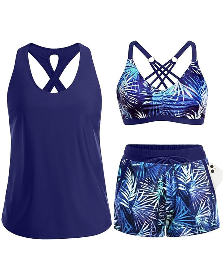Giorgia | Set composto da bikini tankini a tre pezzi e copricostume