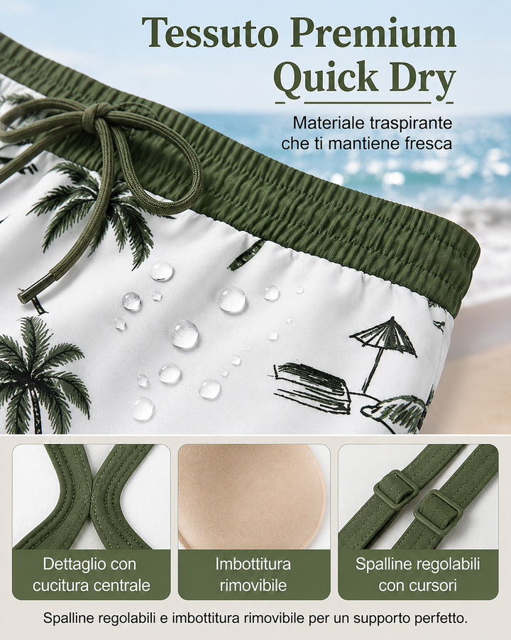 Giorgia | Set composto da bikini tankini a tre pezzi e copricostume