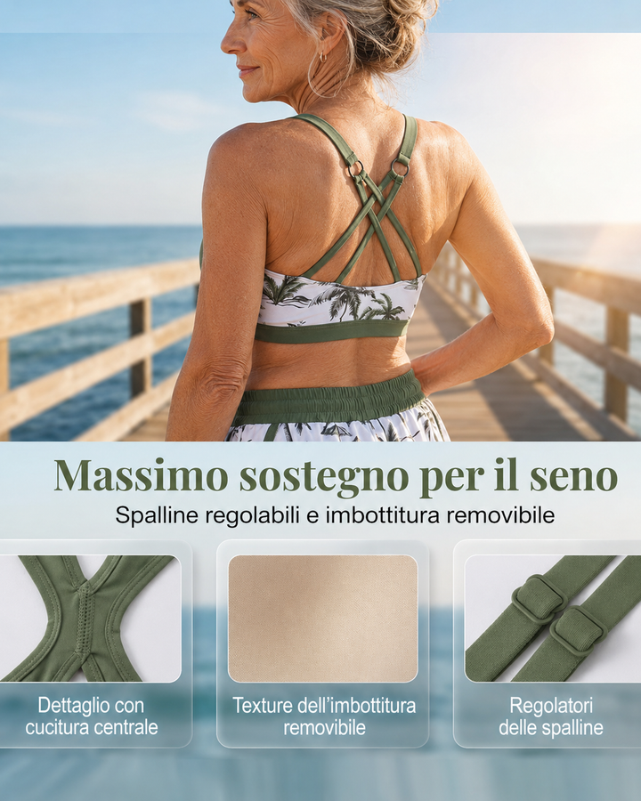 Giorgia | Set composto da bikini tankini a tre pezzi e copricostume