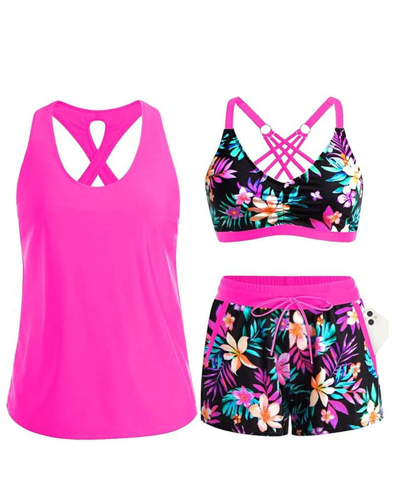 Giorgia | Set composto da bikini tankini a tre pezzi e copricostume