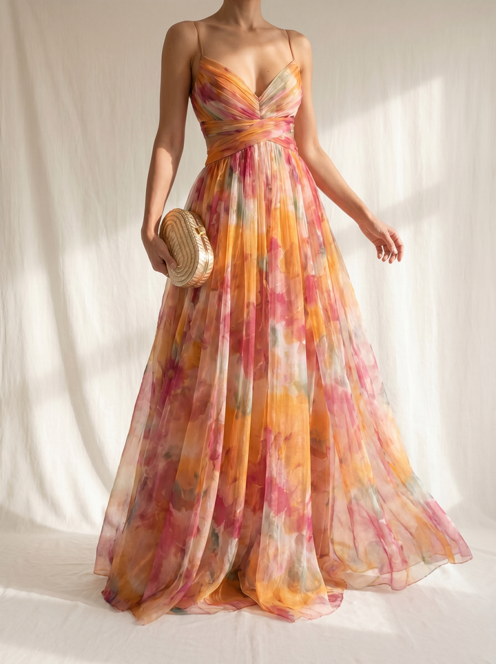 Alessia | Incantevole Maxi-Abito con Stampa Floreale